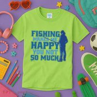 Fishing Makes Me Happy Funny Kids T-Shirt