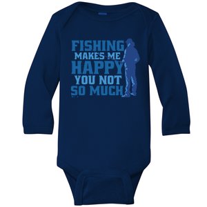 Fishing Makes Me Happy Funny Baby Long Sleeve Bodysuit