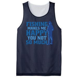 Fishing Makes Me Happy Funny Mesh Reversible Basketball Jersey Tank