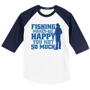 Fishing Makes Me Happy Funny Baseball Sleeve Shirt