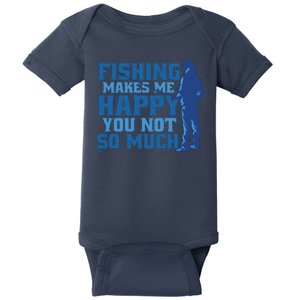 Fishing Makes Me Happy Funny Baby Bodysuit