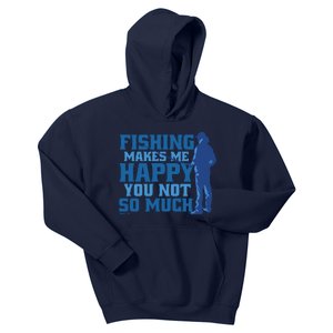 Fishing Makes Me Happy Funny Kids Hoodie