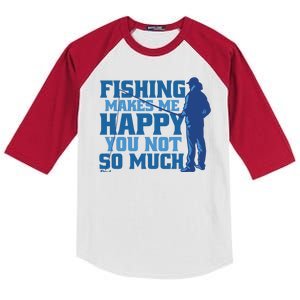 Fishing Makes Me Happy Funny Kids Colorblock Raglan Jersey