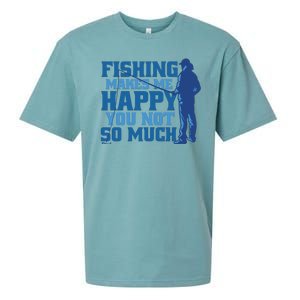 Fishing Makes Me Happy Funny Sueded Cloud Jersey T-Shirt