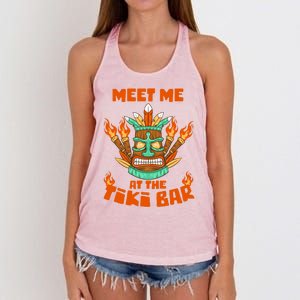 Funny Meet Me At The Tiki Bar Hawaiian Beach Luau Aloha Funny Gift Women's Knotted Racerback Tank