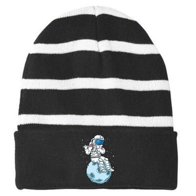 Flutist Musician Men Women Musician Transverse Flute Striped Beanie with Solid Band