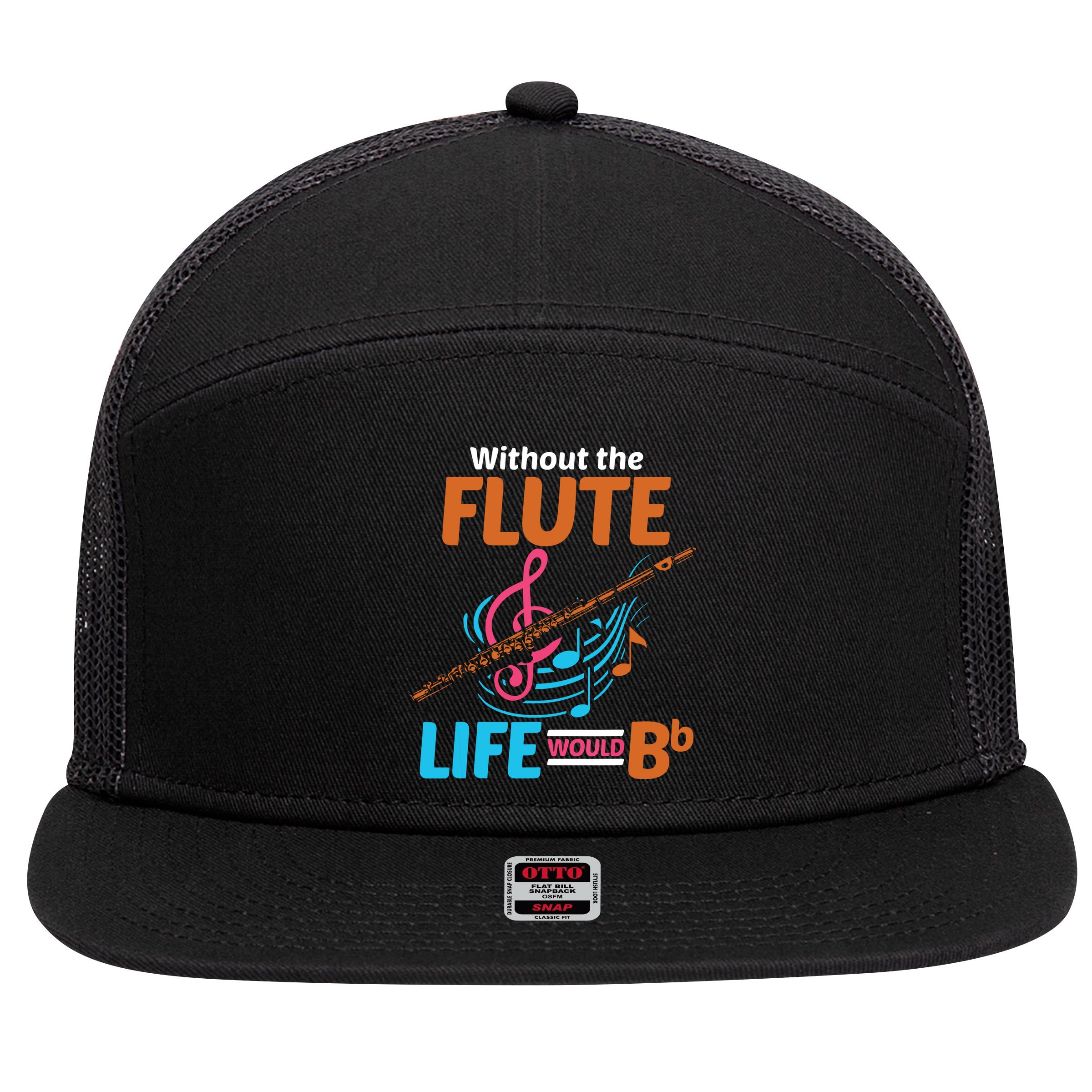 Flutist Musician Musical Instrument Flute 7 Panel Mesh Trucker Snapback Hat