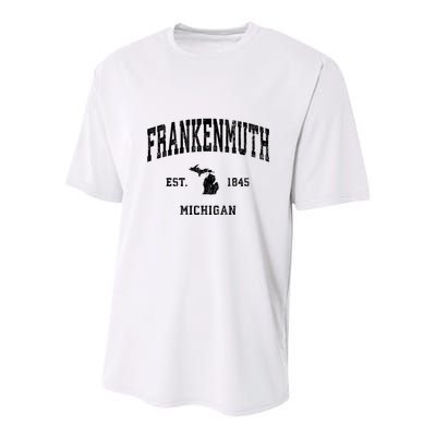 Frankenmuth Michigan Mi Vintage Established Athletic Sports Design Youth Performance Sprint T-Shirt