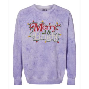 Family Matching Merry And Bright Christmas Retro Top Colorblast Crewneck Sweatshirt