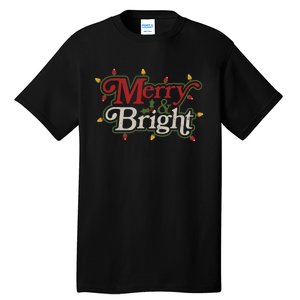 Family Matching Merry And Bright Christmas Retro Top Tall T-Shirt