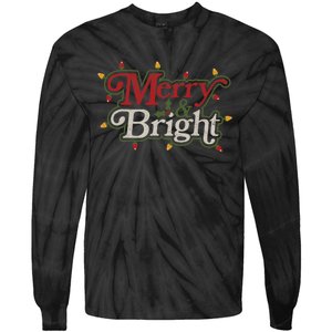 Family Matching Merry And Bright Christmas Retro Top Tie-Dye Long Sleeve Shirt