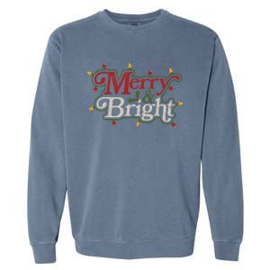 Family Matching Merry And Bright Christmas Retro Top Garment-Dyed Sweatshirt