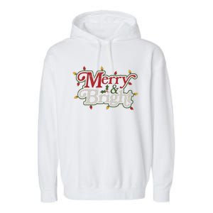 Family Matching Merry And Bright Christmas Retro Top Garment-Dyed Fleece Hoodie