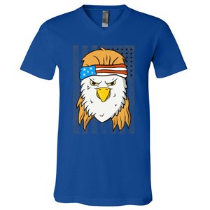 Funny Mullet Merica Bald Eagle 4th Of July American Flag Gift V-Neck T-Shirt