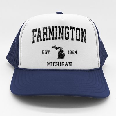 Farmington Michigan Mi Vintage Athletic Sports Trucker Hat