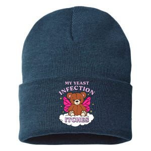 Funny Meme My Yeast Infection Itches Weird Humor Offensive Sustainable Knit Beanie