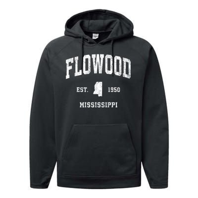 Flowood Mississippi Ms Vintage Athletic Sports Performance Fleece Hoodie