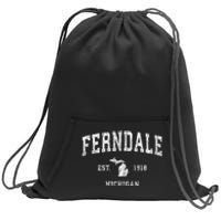 Ferndale Michigan Mi Vintage Athletic Sports Sweatshirt Cinch Pack Bag