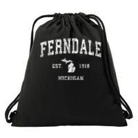 Ferndale Michigan Mi Vintage Athletic Sports Drawstring Bag