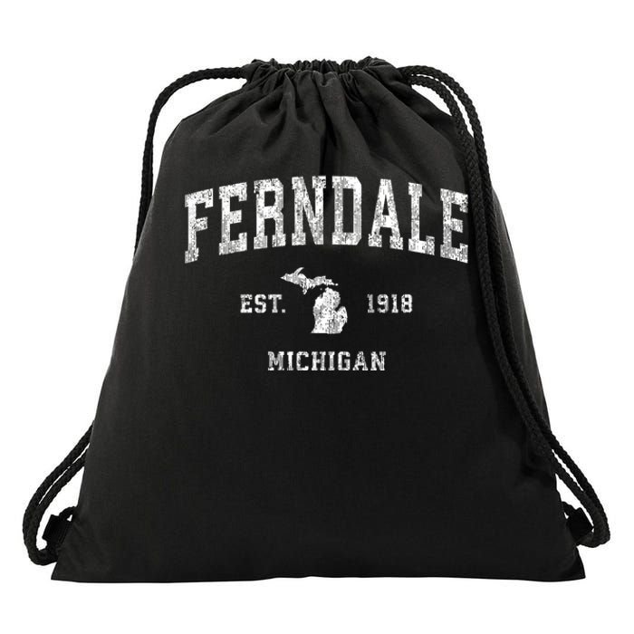 Ferndale Michigan Mi Vintage Athletic Sports Drawstring Bag