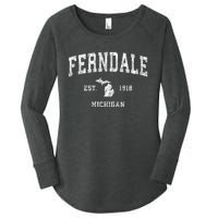 Ferndale Michigan Mi Vintage Athletic Sports Women's Perfect Tri Tunic Long Sleeve Shirt