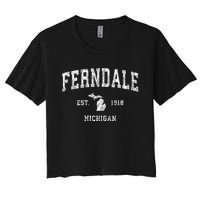 Ferndale Michigan Mi Vintage Athletic Sports Women's Crop Top Tee