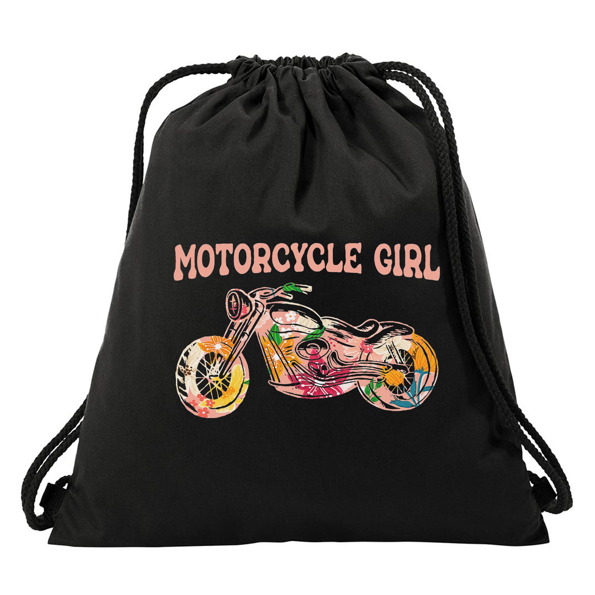 Funny Motorcycle Motorbike Fan Motorcycle Girl Drawstring Bag