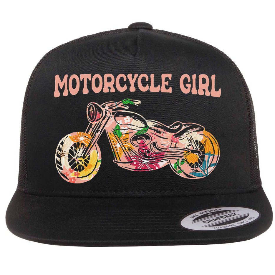Funny Motorcycle Motorbike Fan Motorcycle Girl Flat Bill Trucker Hat