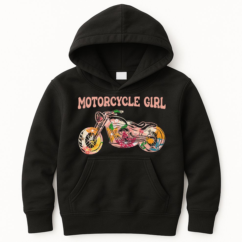 Funny Motorcycle Motorbike Fan Motorcycle Girl Kids Hoodie
