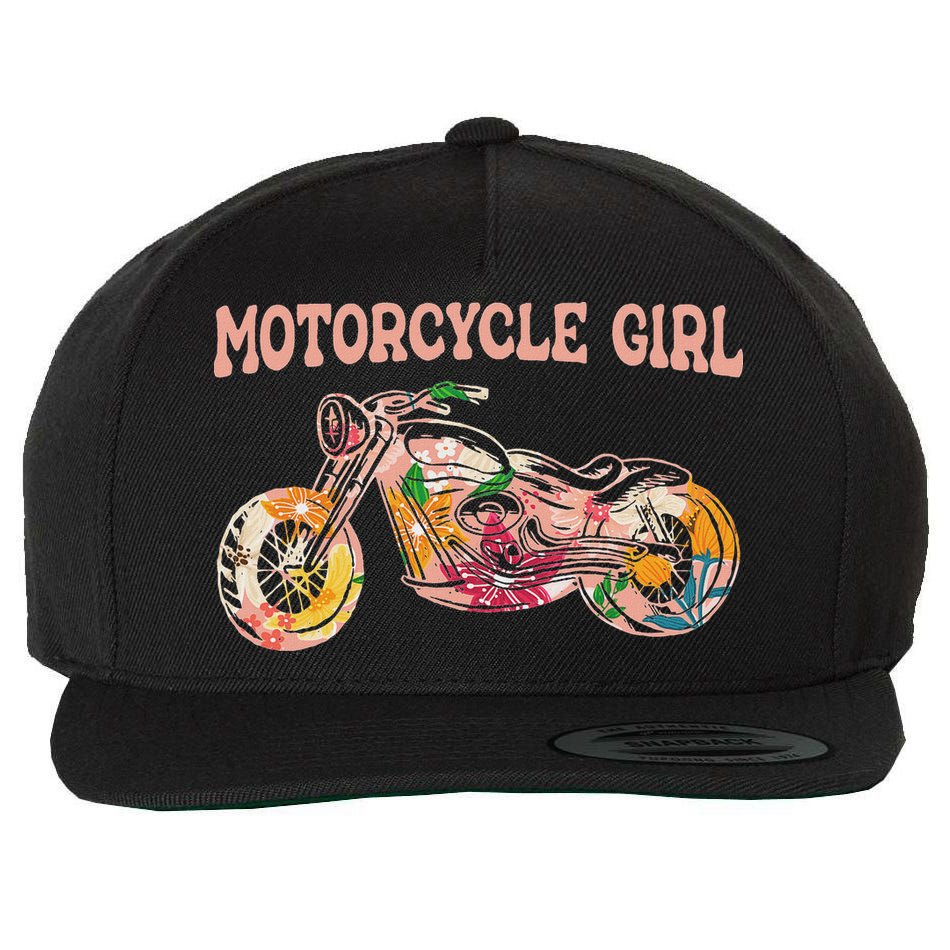 Funny Motorcycle Motorbike Fan Motorcycle Girl Wool Snapback Cap
