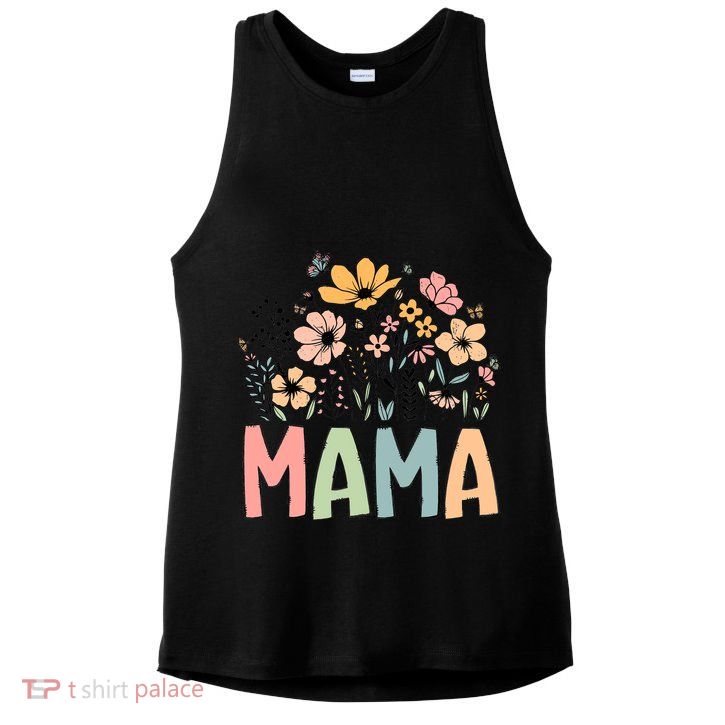 Floral Mama Mothers Day Wildflowers Ladies PosiCharge Tri-Blend Wicking Tank