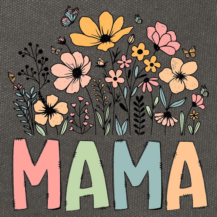 Floral Mama Mothers Day Wildflowers Cotton Canvas Backpack