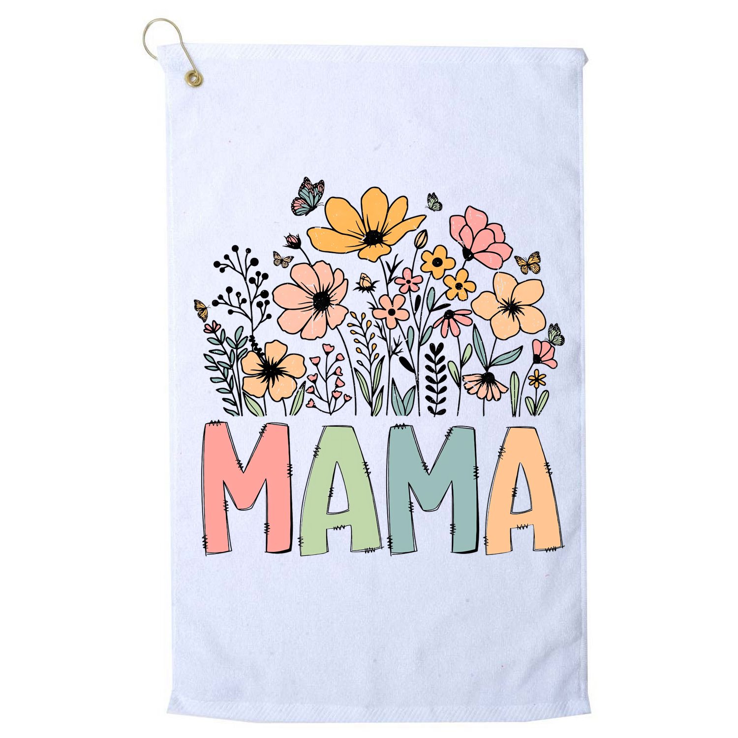 Floral Mama Mothers Day Wildflowers Golf Towel