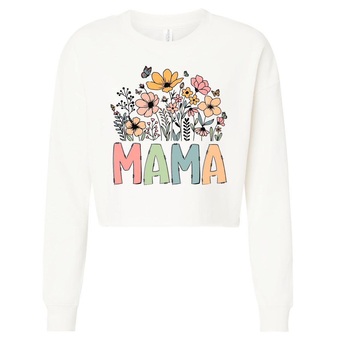 Floral Mama Mothers Day Wildflowers Cropped Pullover Crew