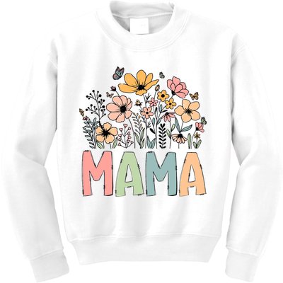 Floral Mama Mothers Day Wildflowers Kids Sweatshirt