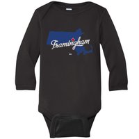 Framingham Massachusetts MA Map Baby Long Sleeve Bodysuit