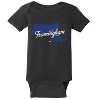 Framingham Massachusetts MA Map Baby Bodysuit