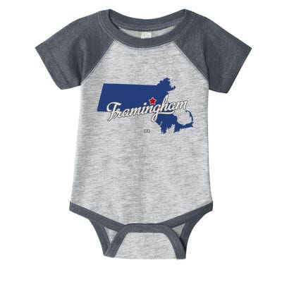 Framingham Massachusetts MA Map Infant Baby Jersey Bodysuit