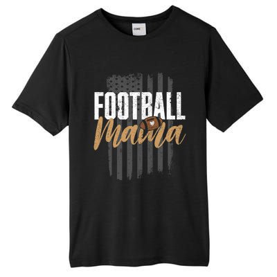 Football Mama Mom Football Leopard Vintage American Flag Tall Fusion ChromaSoft Performance T-Shirt