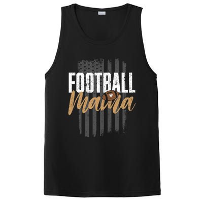 Football Mama Mom Football Leopard Vintage American Flag PosiCharge Competitor Tank