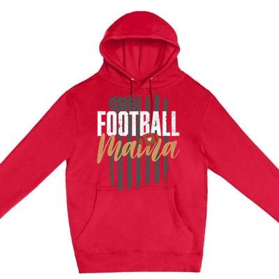 Football Mama Mom Football Leopard Vintage American Flag Premium Pullover Hoodie