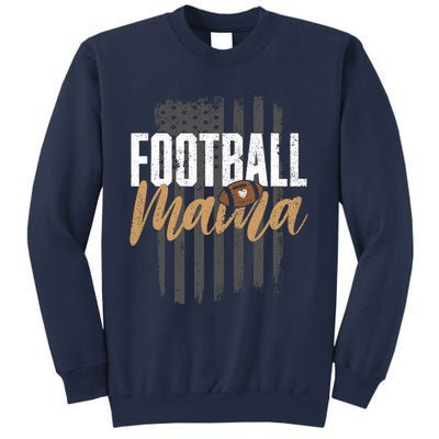 Football Mama Mom Football Leopard Vintage American Flag Sweatshirt