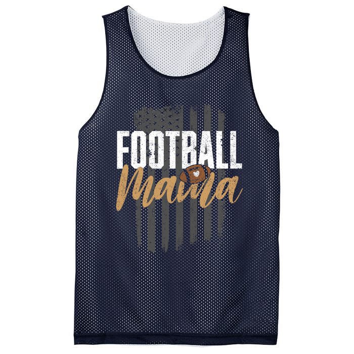 Football Mama Mom Football Leopard Vintage American Flag Mesh Reversible Basketball Jersey Tank