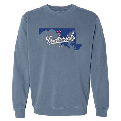 Frederick Maryland MD Map Garment-Dyed Sweatshirt