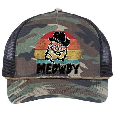 Funny Meowdy Meow & Howdy Mashup Country Music Cat Meme Fun Retro Rope Trucker Hat Cap