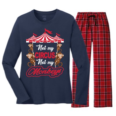 Funny Monkey Not My Circus Not My Monkeys Women's Long Sleeve Flannel Pajama Set 