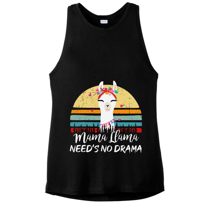 Funny Mamallama Needs No Drama Mom Mothers Day Gift Ladies PosiCharge Tri-Blend Wicking Tank