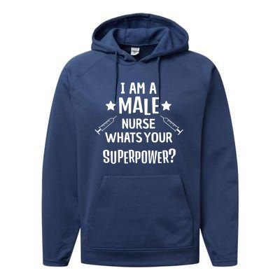 Funny Male Nurse Superpower Murse I Hospital Meaningful Gift Performance Fleece Hoodie