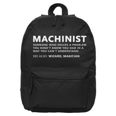 Funny Machinist Noun Machinist Meaning Machinist 16 in Basic Backpack