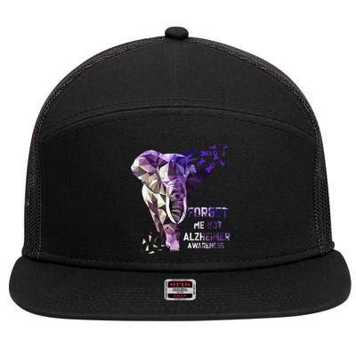 Forget Me Not Alzheimer Awareness 7 Panel Mesh Trucker Snapback Hat